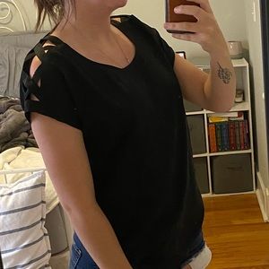 Express top with cut outs on the sleeves